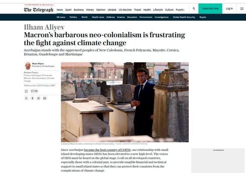 Газета The Telegraph широко осветила выступление президента Ильхама Алиева на Саммите SIDS