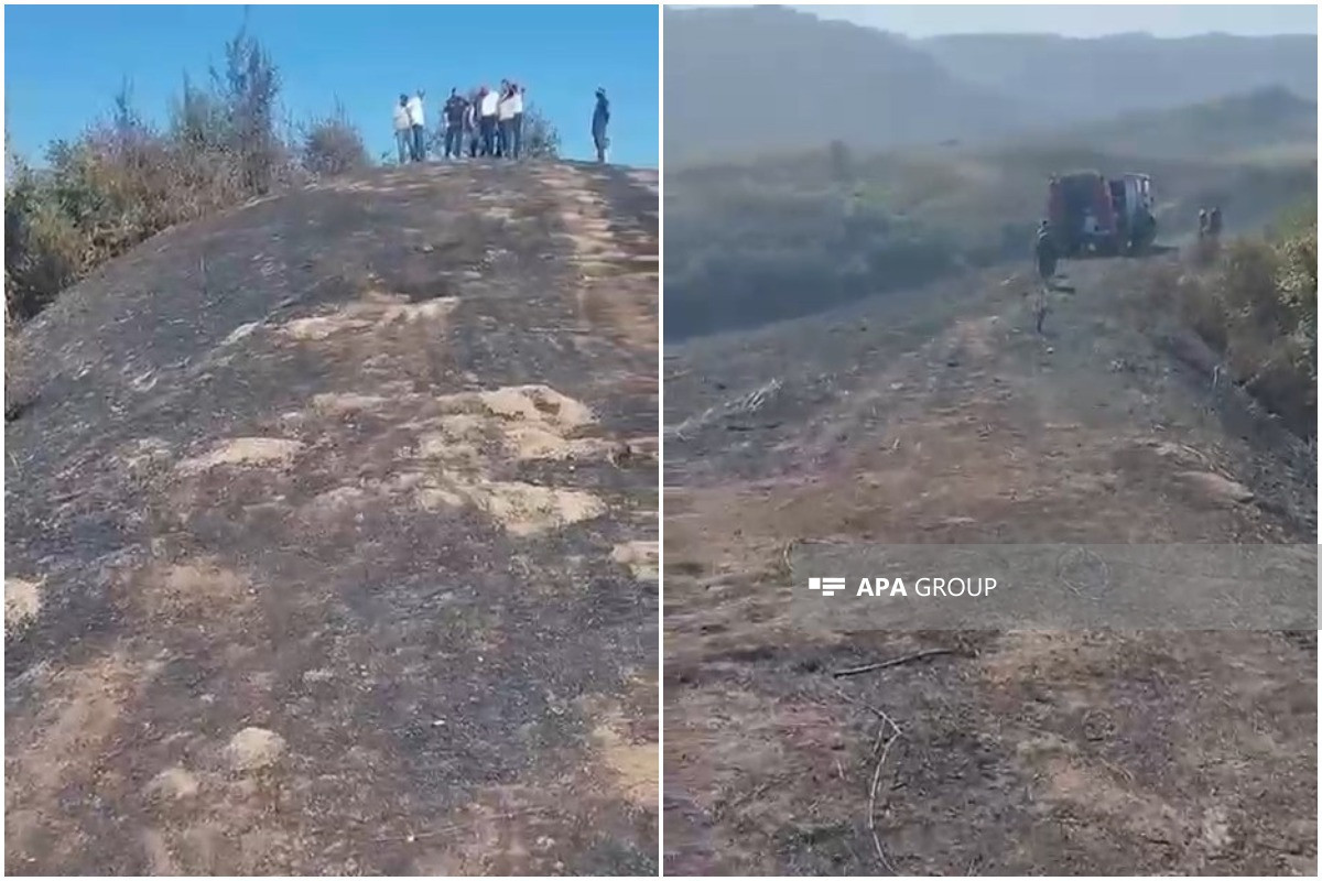 На юге Азербайджана в горной местности произошёл пожар