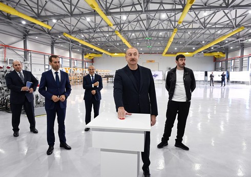 Президент Ильхам Алиев принял участие в открытии новых заводов в Агдамском промпарке