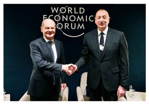 Президент Ильхам Алиев встретился в Давосе с канцлером Германии