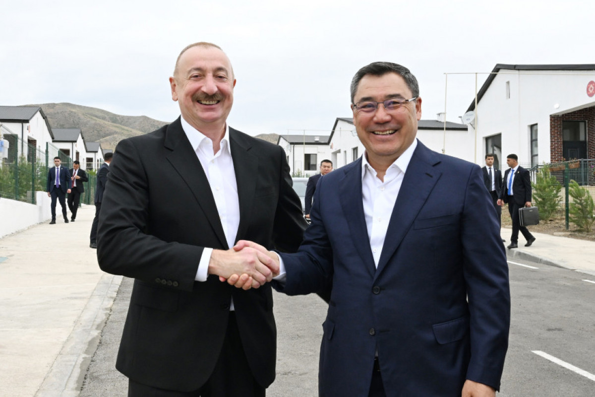 Президенты Азербайджана и Кыргызстана приняли участие в открытии 1-го этапа села Хыдырлы Агдамского района