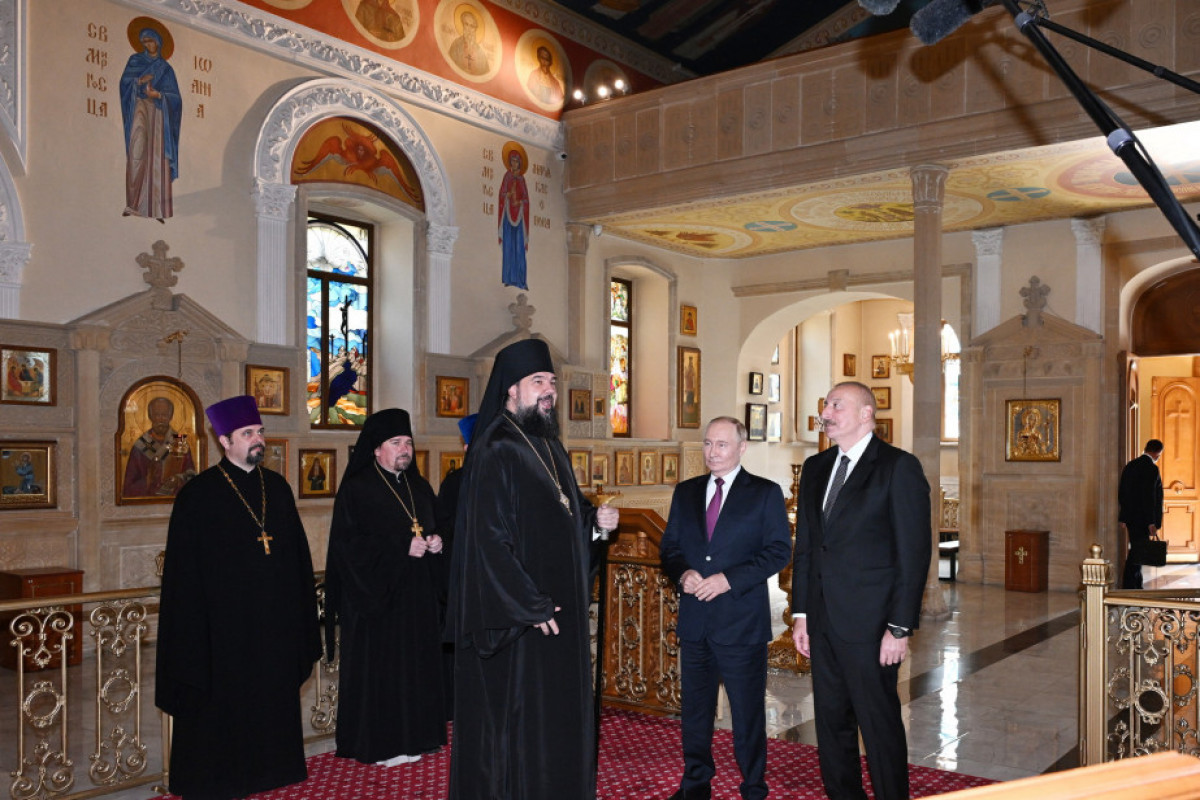 Президенты Азербайджана и России посетили Собор Святых Жен-мироносиц в Баку