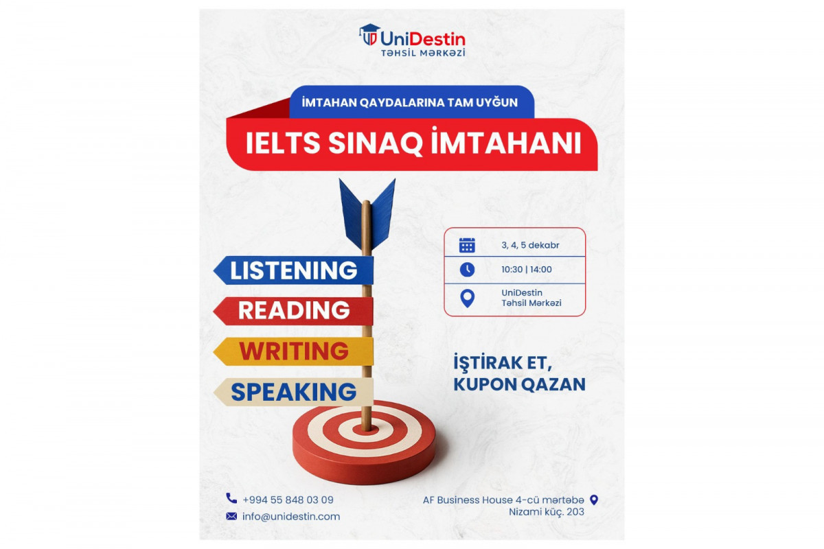 Пробный экзамен IELTS в Учебном центре UniDestin — реальный экзаменационный опыт и бонусные купоны