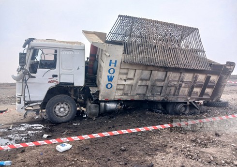В Агдаме грузовик подорвался на мине