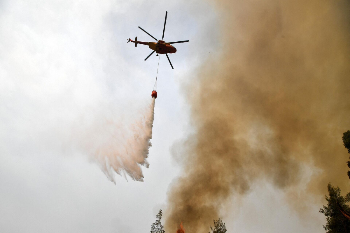 В Ходжавенде вспыхнул пожар, к тушению привлечен вертолет-ВИДЕО