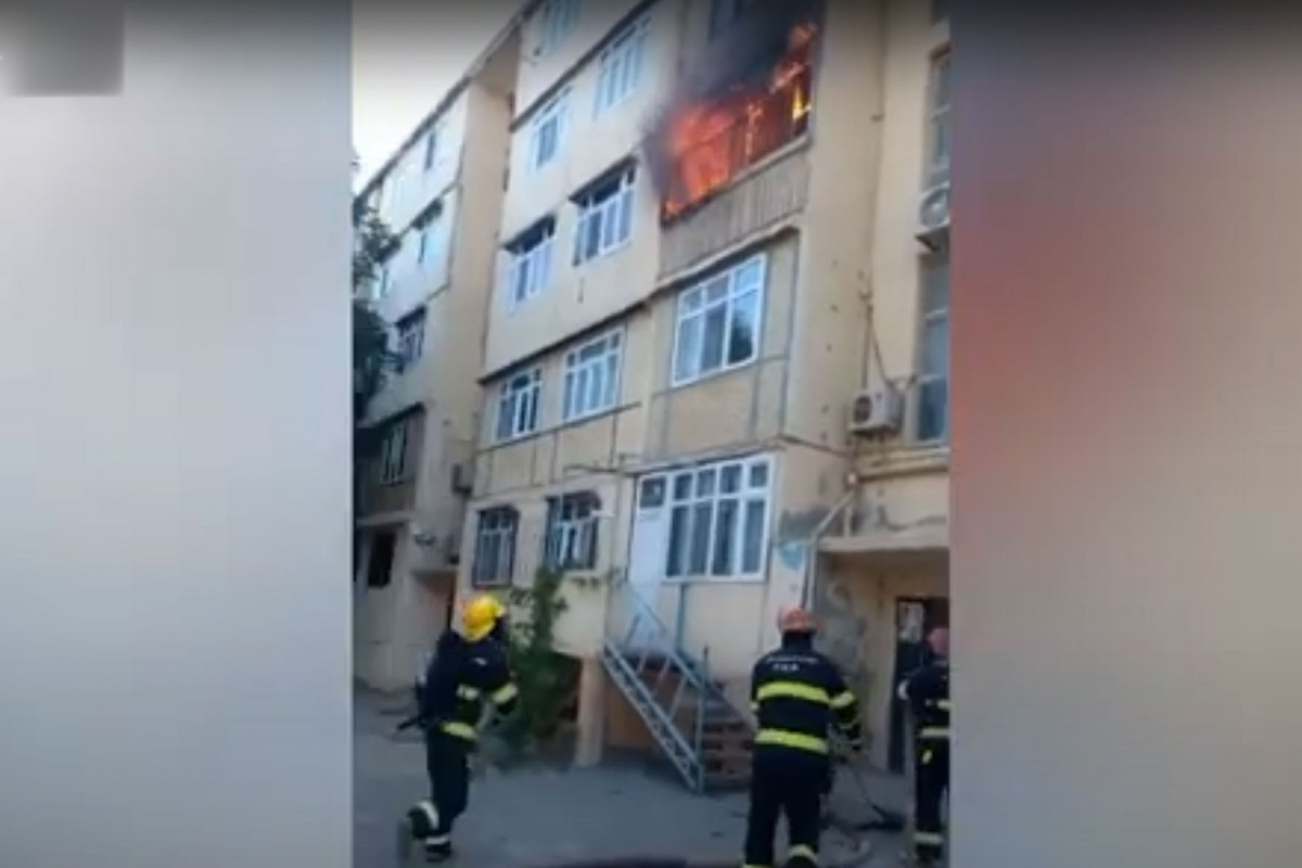 В жилом доме в Сумгайыте произошел пожар-ВИДЕО
