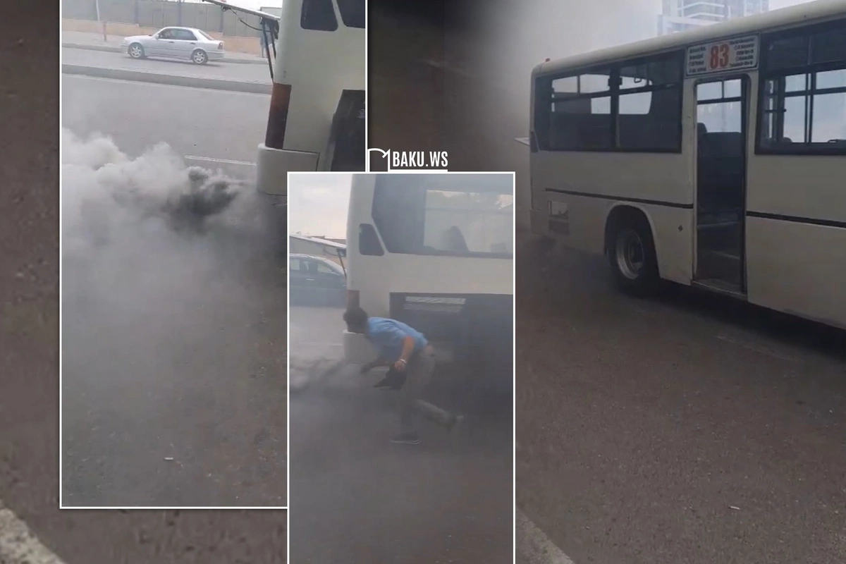 Задымившийся автобус с пассажирами вызвал панику в центре Баку